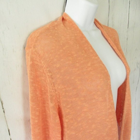 Eileen Fisher Cardigan Sweater XL Linen Open Front Peach Lagenlook Minimalist - Picture 3 of 7